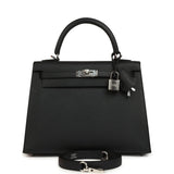 Hermes Kelly Sellier 25 Black Epsom Palladium Hardware - Thumbnail View 1