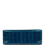 Pre-owned Hermes Kelly Sellier 32 Blue Izmir Shiny Niloticus Crocodile Gold Hardware - Thumbnail View 6