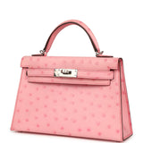 Hermes Kelly Sellier 20 Bubblegum Ostrich Boreal Palladium Hardware