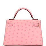 Hermes Kelly Sellier 20 Bubblegum Ostrich Boreal Palladium Hardware