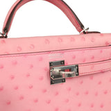Hermes Kelly Sellier 20 Bubblegum Ostrich Boreal Palladium Hardware