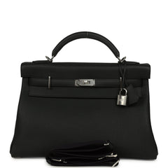 Hermes Kelly 42 Maxi Black Togo Palladium Hardware
