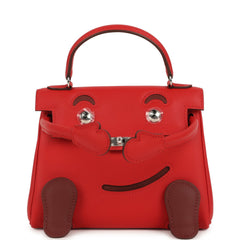Hermes "Quelle Idolle" Kelly Doll Rouge Radieux and Rouge H Swift Palladium Hardware