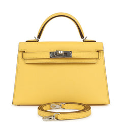 Hermes Kelly Sellier 20 Jaune Mango Epsom Palladium Hardware