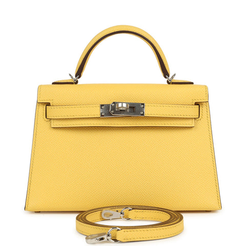 Hermes Kelly Sellier 20 Jaune Mango Epsom Palladium Hardware
