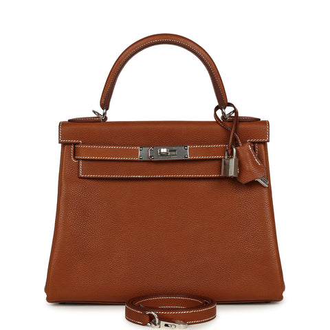 Hermes Kelly Retourne 28 Fauve Barenia Faubourg Palladium Hardware