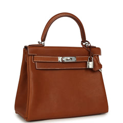 Hermes Kelly Retourne 28 Fauve Barenia Faubourg Palladium Hardware