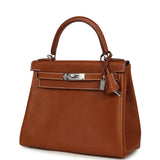 Hermes Kelly Retourne 28 Fauve Barenia Faubourg Palladium Hardware - Thumbnail View 5