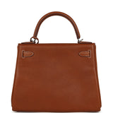 Hermes Kelly Retourne 28 Fauve Barenia Faubourg Palladium Hardware - Thumbnail View 4