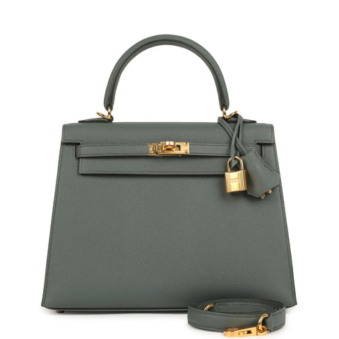 Hermes Kelly Sellier 25 Vert Amande Epsom Gold Hardware