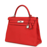 Pre-owned Hermes Kelly Retourne 32 Rouge De Couer Togo Palladium Hardware - Thumbnail View 5