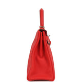 Pre-owned Hermes Kelly Retourne 32 Rouge De Couer Togo Palladium Hardware - Thumbnail View 3