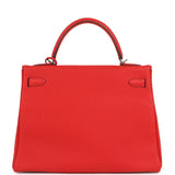 Pre-owned Hermes Kelly Retourne 32 Rouge De Couer Togo Palladium Hardware - Thumbnail View 4