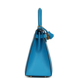 Pre-owned Hermes Kelly Sellier 28 Bleu Frida Madame Gold Hardware - Thumbnail View 3
