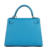 Pre-owned Hermes Kelly Sellier 28 Bleu Frida Madame Gold Hardware - Thumbnail View 4