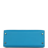 Pre-owned Hermes Kelly Sellier 28 Bleu Frida Madame Gold Hardware - Thumbnail View 6
