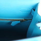 Pre-owned Hermes Kelly Sellier 28 Bleu Frida Madame Gold Hardware - Thumbnail View 9