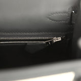 Hermes Kelly Sellier 25 Ecru & Black Toile H Canvas and Black Swift Palladium Hardware - Thumbnail View 8