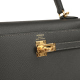 Hermes Kelly Sellier 25 Graphite Epsom Gold Hardware - Thumbnail View 7