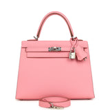 Hermes Kelly Sellier 25 Rose Confetti Epsom Palladium Hardware - Thumbnail View 1