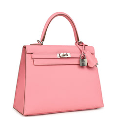 Hermes Kelly Sellier 25 Rose Confetti Epsom Palladium Hardware