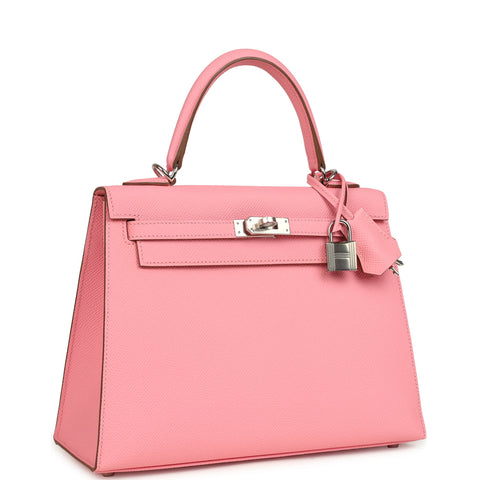Hermes Kelly Sellier 25 Rose Confetti Epsom Palladium Hardware