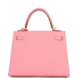 Hermes Kelly Sellier 25 Rose Confetti Epsom Palladium Hardware - Thumbnail View 4