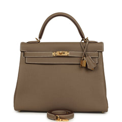 Hermes Kelly Retourne 32 Etoupe Togo Gold Hardware