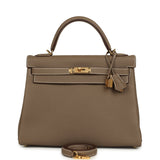 Hermes Kelly Retourne 32 Etoupe Togo Gold Hardware - Thumbnail View 1