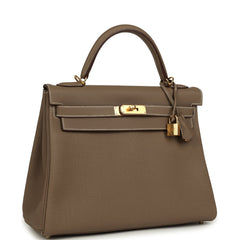 Hermes Kelly Retourne 32 Etoupe Togo Gold Hardware