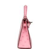Hermes Kelly Sellier 20 Bubblegum Ostrich Boreal Palladium Hardware - Thumbnail View 3