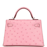 Hermes Kelly Sellier 20 Bubblegum Ostrich Boreal Palladium Hardware - Thumbnail View 4