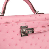 Hermes Kelly Sellier 20 Bubblegum Ostrich Boreal Palladium Hardware - Thumbnail View 7