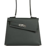 Hermes Kelly Sellier En Desordre 20 Vert Fonce Epsom Palladium Hardware - Thumbnail View 2