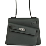 Hermes Kelly Sellier En Desordre 20 Vert Fonce Epsom Palladium Hardware - Thumbnail View 1