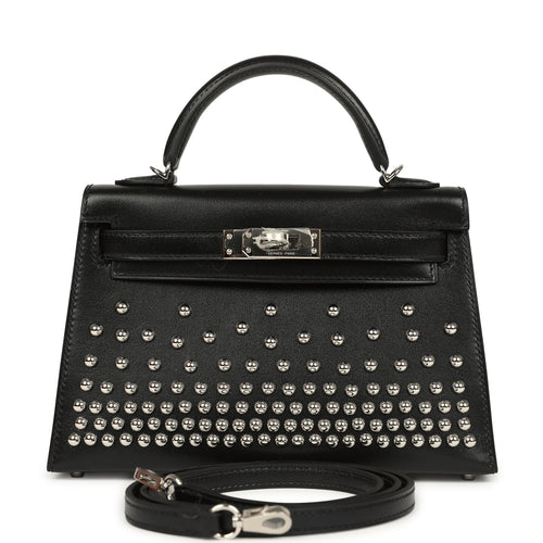 Hermes Kelly Sellier 20 Clouté Black Box Palladium Hardware
