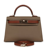 Hermes Special Order (HSS) Kelly Sellier 20 Etoupe and Havane Chevre Mysore Permabrass Hardware - Thumbnail View 1