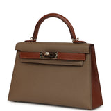 Hermes Special Order (HSS) Kelly Sellier 20 Etoupe and Havane Chevre Mysore Permabrass Hardware - Thumbnail View 5