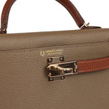 Hermes Special Order (HSS) Kelly Sellier 20 Etoupe and Havane Chevre Mysore Permabrass Hardware - Thumbnail View 7