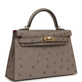 Hermes Special Order (HSS) Kelly Sellier 20 Graphite Verso Ostrich Permabrass Hardware - Thumbnail View 2