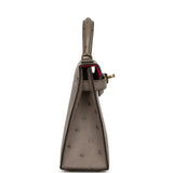 Hermes Special Order (HSS) Kelly Sellier 20 Graphite Verso Ostrich Permabrass Hardware - Thumbnail View 3