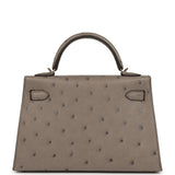 Hermes Special Order (HSS) Kelly Sellier 20 Graphite Verso Ostrich Permabrass Hardware - Thumbnail View 4