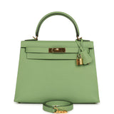 Pre-owned Hermes Kelly Sellier 28 Vert Criquet Epsom Gold Hardware - Thumbnail View 1