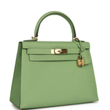 Pre-owned Hermes Kelly Sellier 28 Vert Criquet Epsom Gold Hardware - Thumbnail View 2