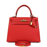 Hermes Kelly Sellier 25 Rouge de Couer Madame Gold Hardware - Thumbnail View 1
