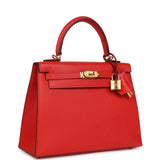 Hermes Kelly Sellier 25 Rouge de Couer Madame Gold Hardware - Thumbnail View 2