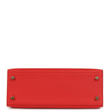 Hermes Kelly Sellier 25 Rouge de Couer Madame Gold Hardware - Thumbnail View 6