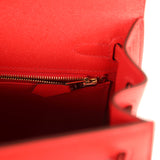Hermes Kelly Sellier 25 Rouge de Couer Madame Gold Hardware - Thumbnail View 9