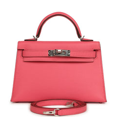 Hermes Kelly Sellier 20 Rose Azalee Epsom Palladium Hardware