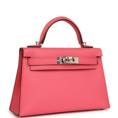 Hermes Kelly Sellier 20 Rose Azalee Epsom Palladium Hardware